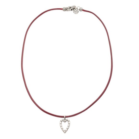 MILOR SILVER Silver Made In Italy Sterling Silver Heart Charm Cord Necklace - Picture 1 of 2